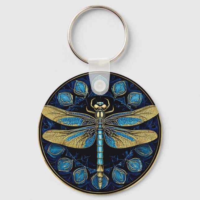 Intricate Dragonfly Artwork Keychain (Front)