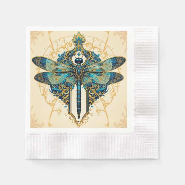 Intricate Dragonfly Artwork Napkin (Front)