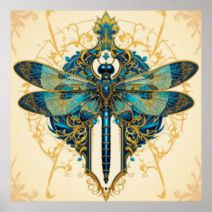 Intricate Dragonfly Artwork Poster