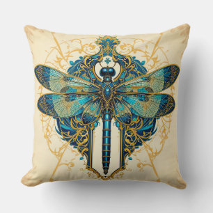 Intricate Dragonfly Artwork Throw Pillow