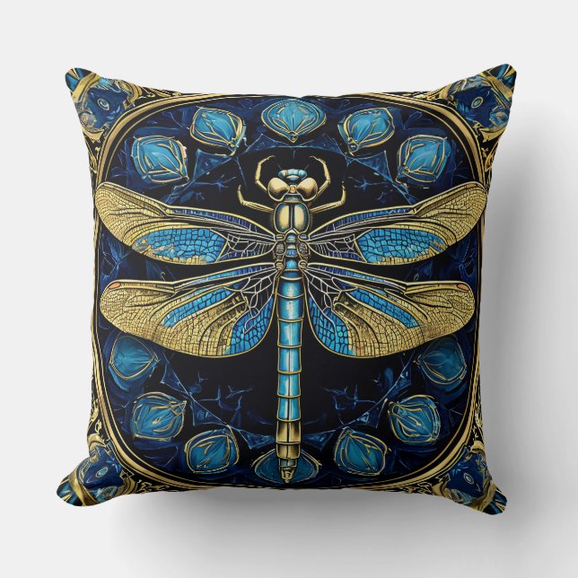 Intricate Dragonfly Artwork Throw Pillow (Front)