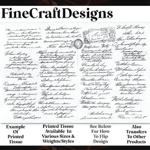Intricate Elegant Cursive Writing AF2 Decoupage Tissue Paper