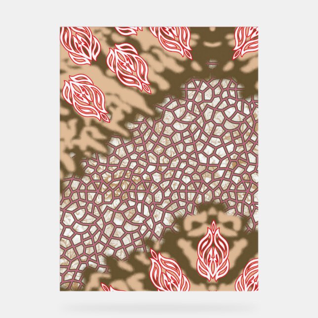 Intricate fabric design featuring floral patterns  acrylic sign (Front)