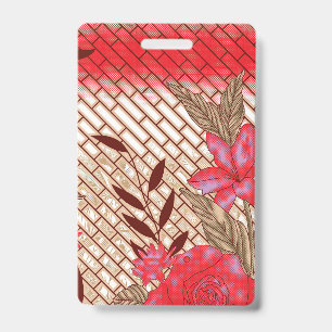 Intricate fabric design featuring floral patterns  badge