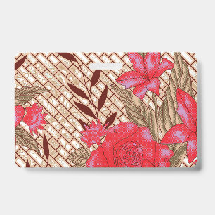 Intricate fabric design featuring floral patterns badge