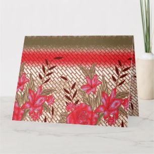 Intricate fabric design featuring floral patterns card