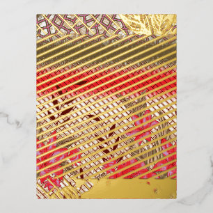 Intricate fabric design featuring floral patterns foil holiday postcard