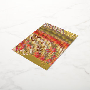 Intricate fabric design featuring floral patterns  foil invitation postcard