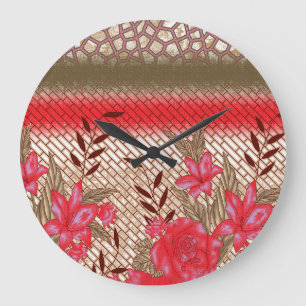 Intricate fabric design featuring floral patterns large clock
