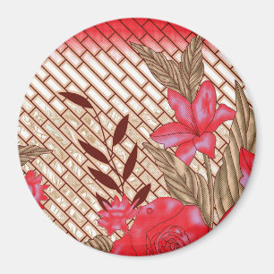 Intricate fabric design featuring floral patterns  magnet