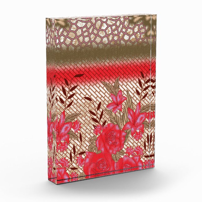 Intricate fabric design featuring floral patterns  photo block (Left)