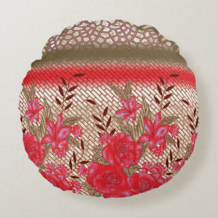 Intricate fabric design featuring floral patterns  round pillow
