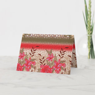 Intricate fabric design featuring floral patterns  thank you card