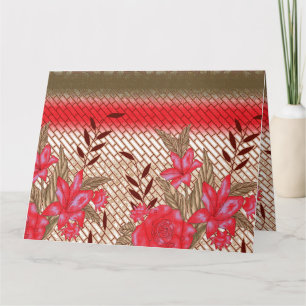 Intricate fabric design featuring floral patterns  thank you card