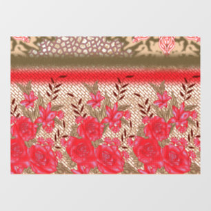 Intricate fabric design featuring floral patterns window cling