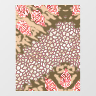 Intricate fabric design featuring floral patterns window cling