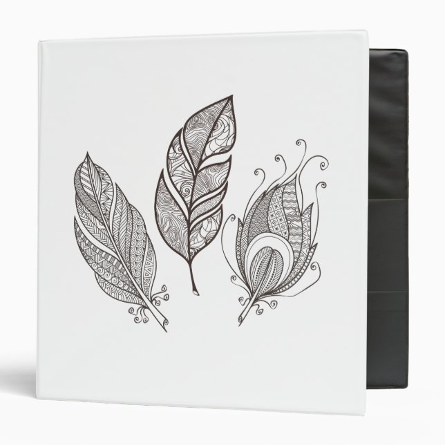 Intricate Feather Doodle Binder (Front/Inside)