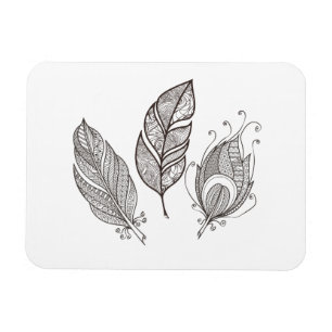 Intricate Feather Doodle Magnet