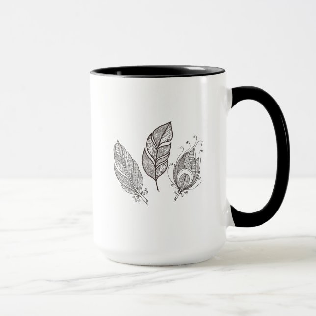 Intricate Feather Doodle Mug (Right)