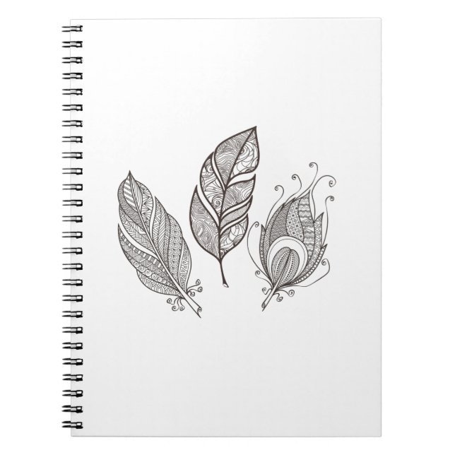 Intricate Feather Doodle Notebook (Front)