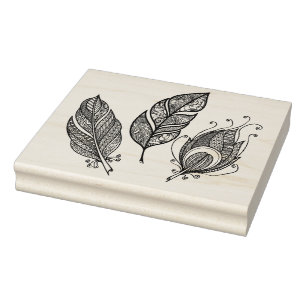 Intricate Feather Doodle Rubber Stamp