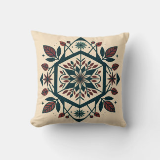 Intricate Flora Geometric Throw Pillow