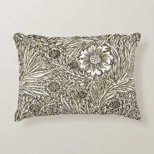 Intricate Floral Design in Brown and White Accent Pillow
