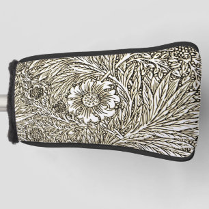 Intricate Floral Design in Brown and White Golf Head Cover