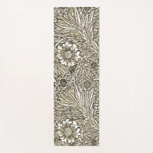 Intricate Floral Design in Brown and White Yoga Mat