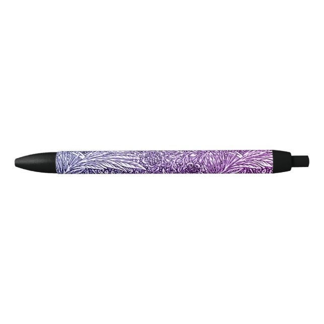 Intricate Floral Design in Purple Hues and White Black Ink Pen (Front)