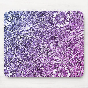 Intricate Floral Design in Purple Hues and White Mouse Pad