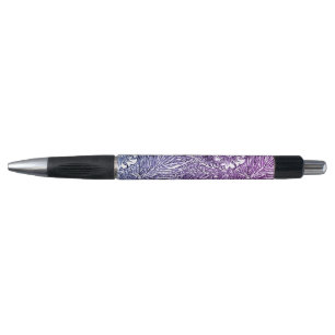Intricate Floral Design in Purple Hues and White Pen