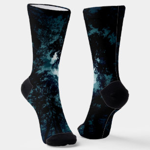 Intricate Floral Design in Purple Hues and White Socks