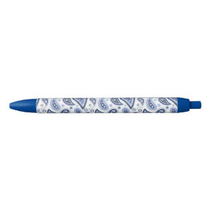 Intricate Floral Paisley Print Design Black Ink Pen