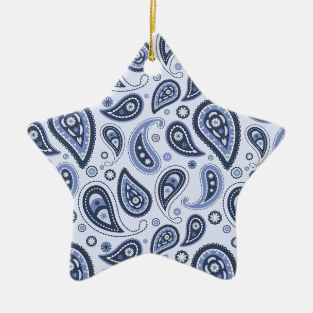 Intricate Floral Paisley Print Design Ceramic Ornament (Front)