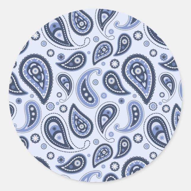 Intricate Floral Paisley Print Design Classic Round Sticker (Front)