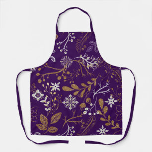 Intricate floral pattern with gold and white apron