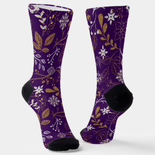 Intricate floral pattern with gold and white  socks