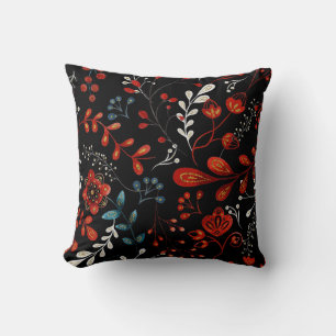 Intricate floral pattern with gold and white  thro throw pillow