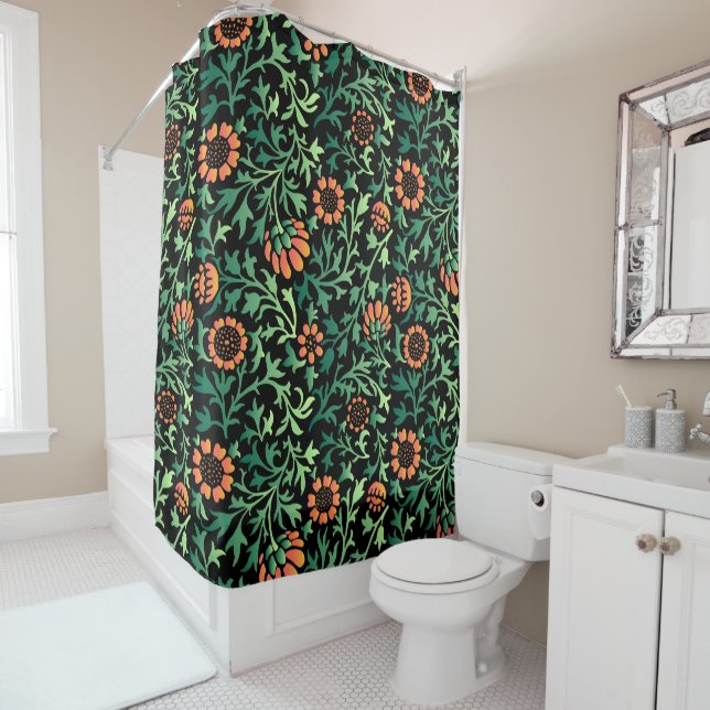 Intricate Floral Pattern with Green Leaves (In Situ)