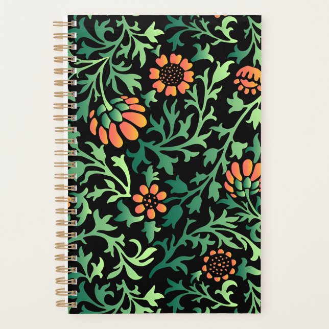 Intricate Floral Pattern with Green Leaves Planner (Front)