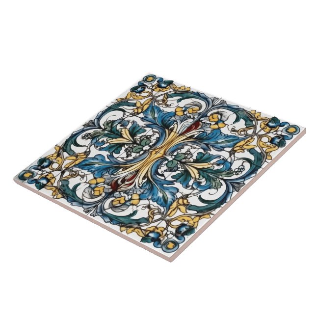 Intricate Floral Tile Design With Vibrant Colours (Side)