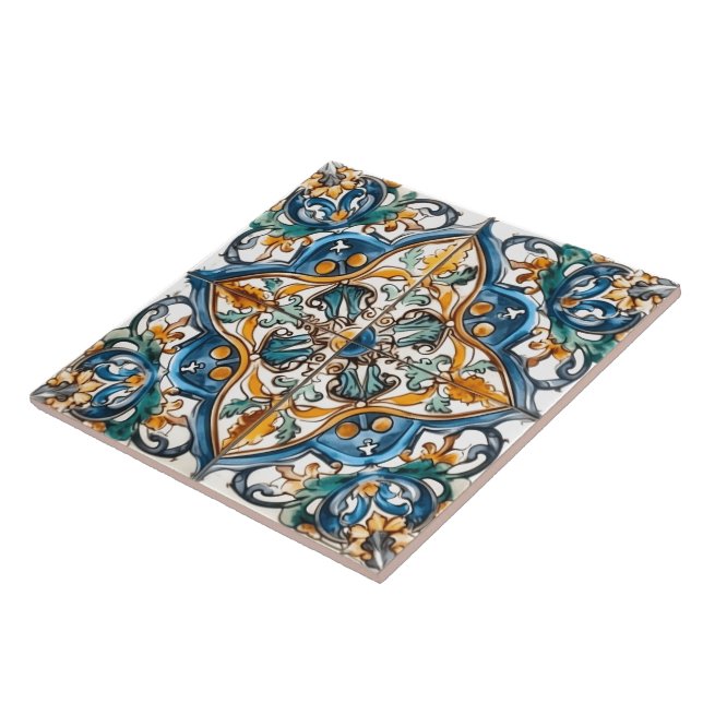 Intricate Floral Tiled Pattern With Vibrant Colour Tile (Side)