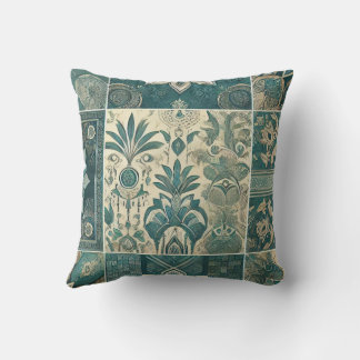 Intricate Floral Trending Teal Design Throw Pillow