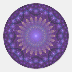 Intricate Fractal Mandala   Purple, Blue, Orange Classic Round Sticker