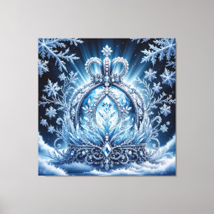 Intricate Frost-Covered Crown With Glittering Gems Canvas Print