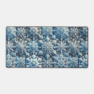 Intricate Frost-Inspired Ornamental Patterns Desk Mat