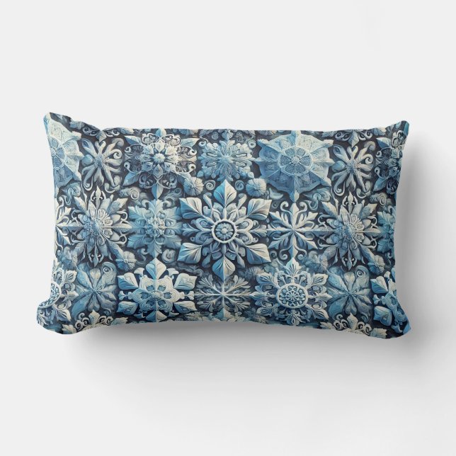 Intricate Frost-Inspired Ornamental Patterns Lumbar Pillow (Front)