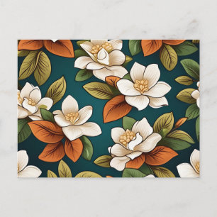 Intricate Gardenia Flowers Pattern Postcard