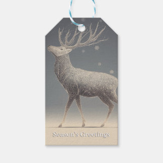 Intricate Geometric Line Art of a Majestic Stag Gift Tags